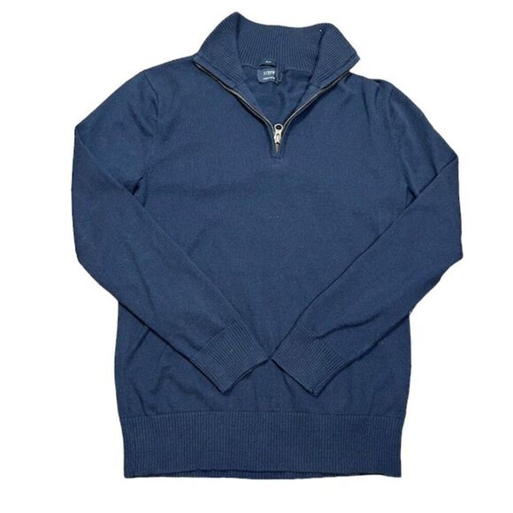J. Crew Harbor Cotton 1/4 Zip Sweater Light Knit Navy Blue Men's Size XS - Picture 1 of 10
